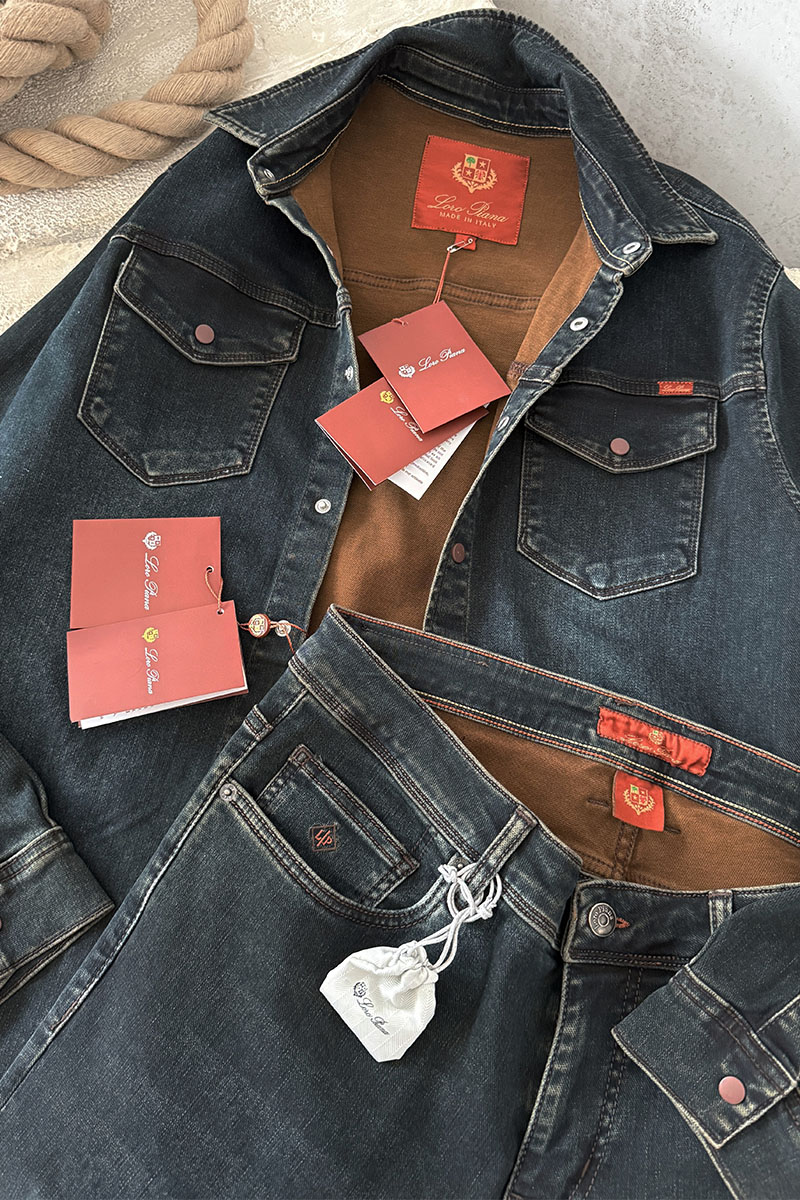 Loro Piana Джинсовая рубашка тёмно-синего цвета