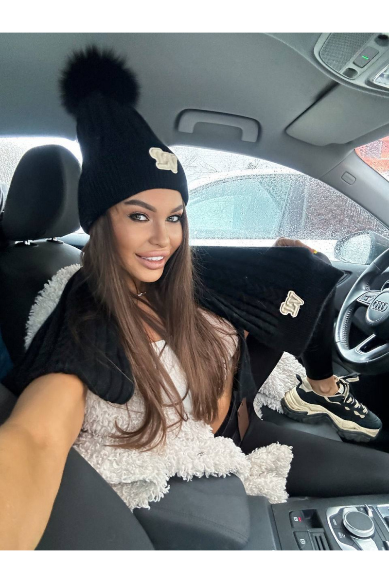 Lоuis Vuittоn Комплект из шапки и шарфа чёрного цвета