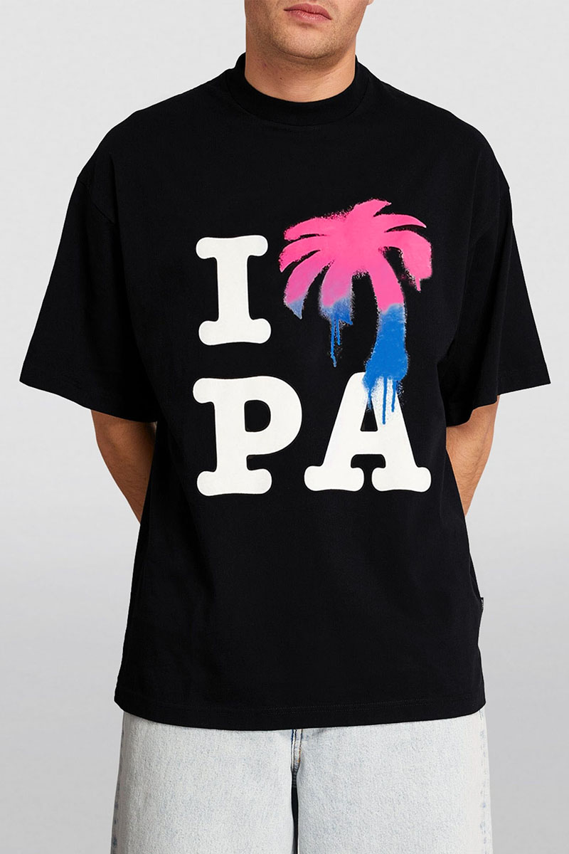 Palm Angels Мужская чёрная футболка I LOVE PA