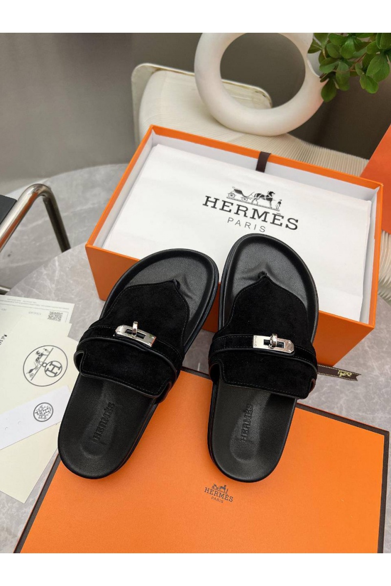 Hermes Женские кожаные шлёпанцы Empire premium