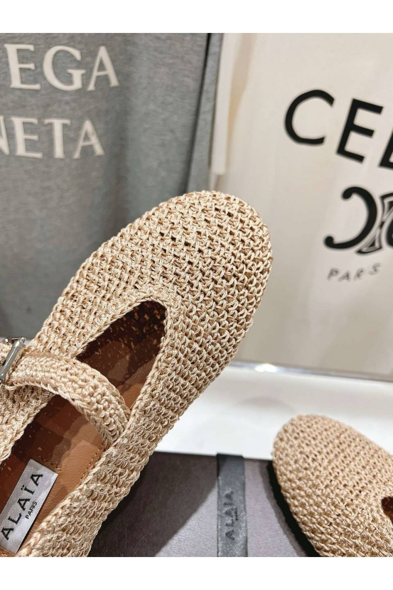 Designer Clothing Женские плетёные балетки ALaia Premium - Beige