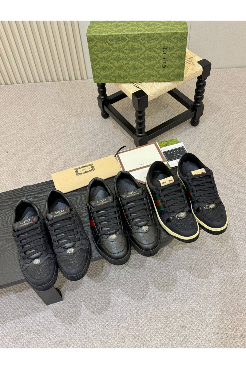 Gucci Кожаные кроссовки GG Screener - Black
