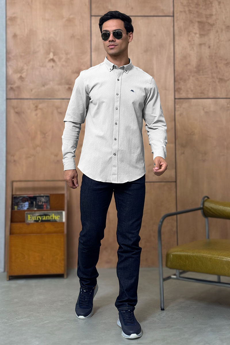 Etro Мужская белая рубашка Pegasus logo