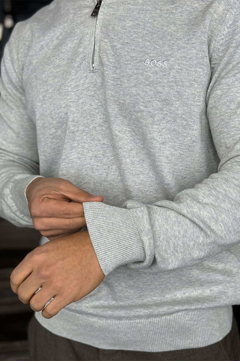 Hugо Воss Мужской джемпер quarter zip - Grey 