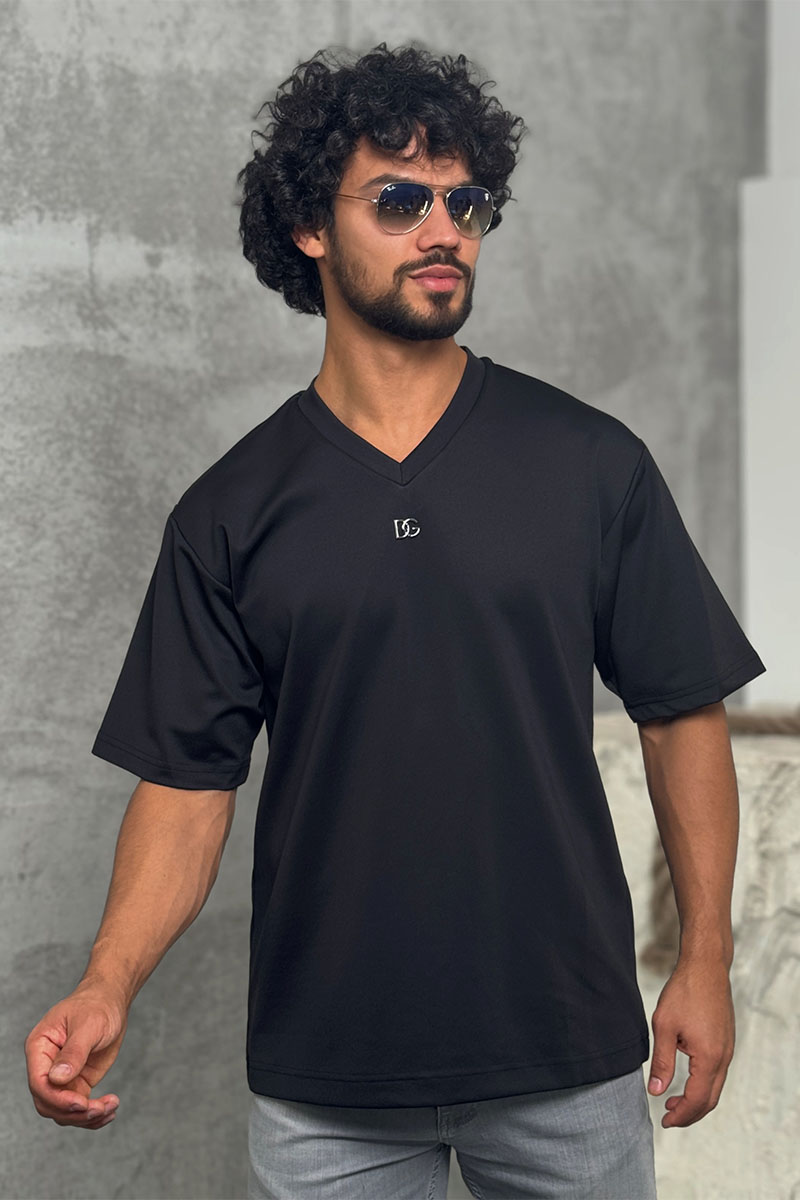 Dоlсе & Gаbbаnа Чёрная оверсайз футболка logo-plaque