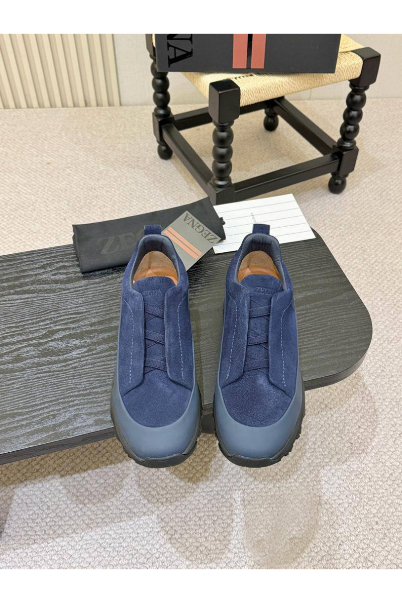 Zegna Замшевые кроссовки Triple Stitch Monte - Blue