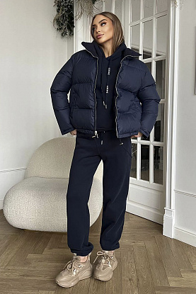 Женский костюм тройка на флисе Premium - Navy