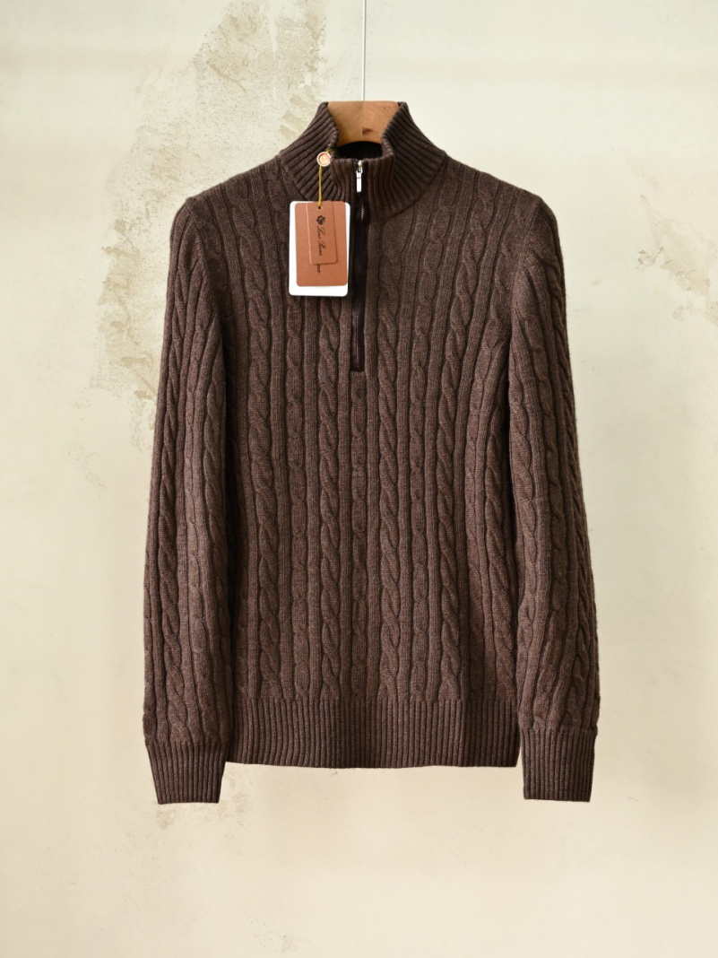 Loro Piana Кашемировый свитер Premium zip-neck - Brown 