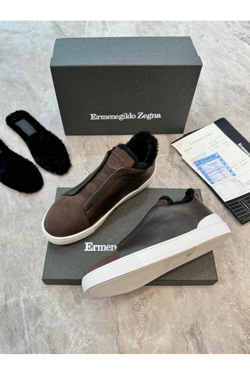 Zegna Кроссовки с мехом Triple Stitch