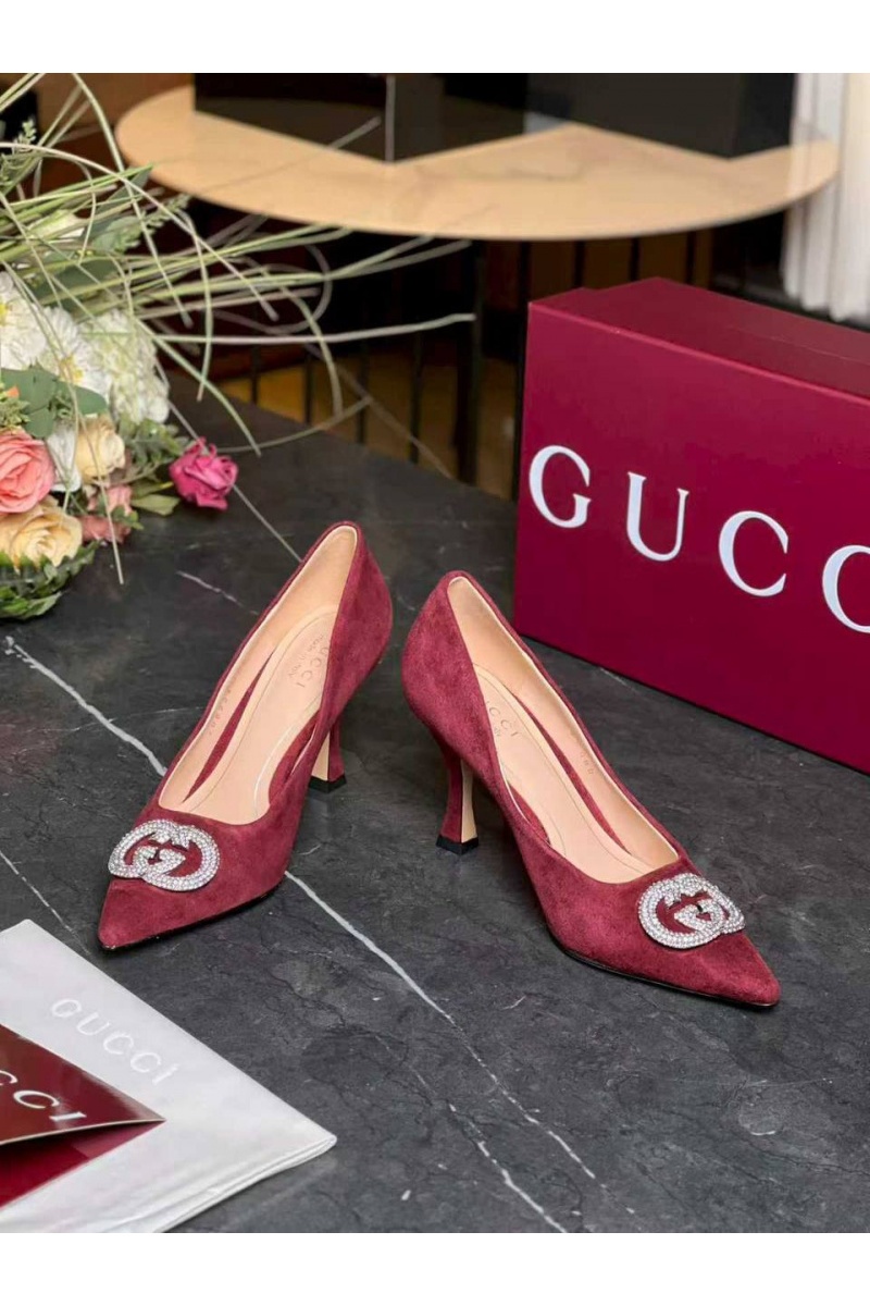 Gucci Женские замшевые туфли GG premium