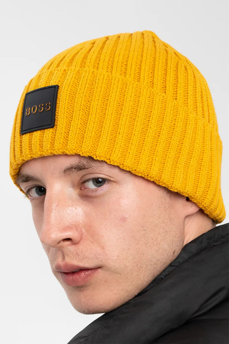 Hugо Воss Шапка Flavio logo-patch - Mustard Yellow 