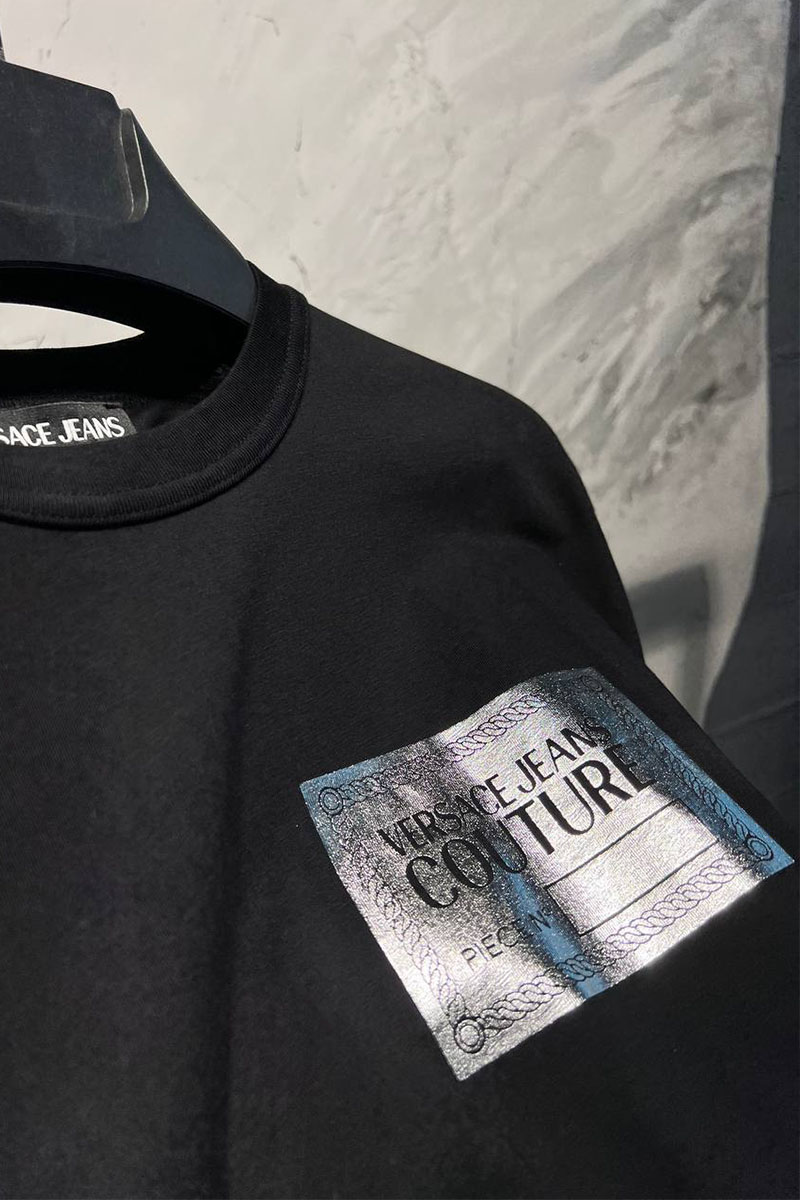Versace Мужская чёрная футболка Jeans Couture Piece Number
