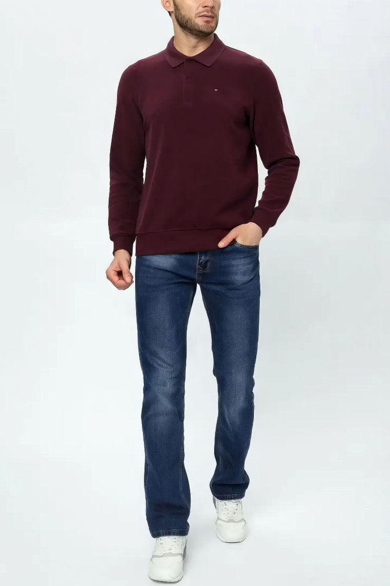 Tommy Hilfiger Бордовое поло с длинным рукавом