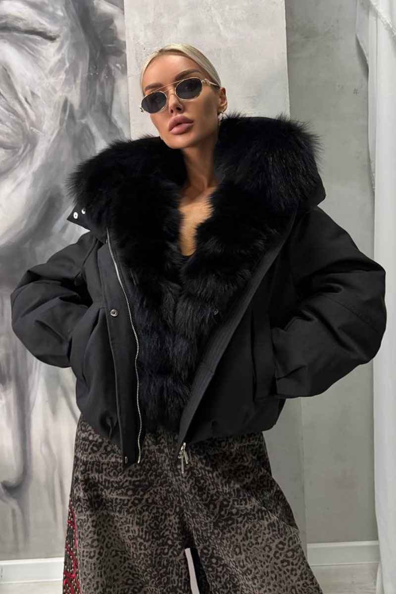 Max Mara Женский бомбер с натуральным мехом premium
