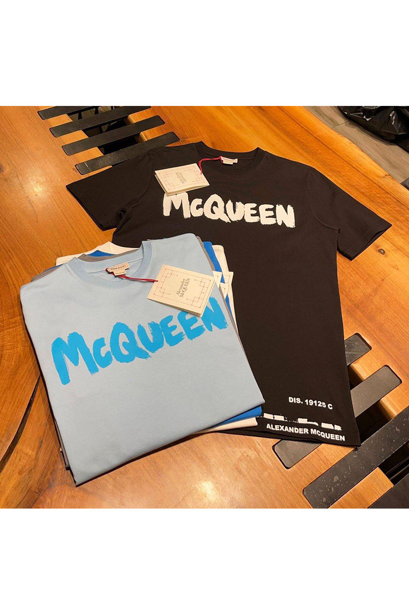 Alexander McQueen Белая футболка graffiti logo-print 