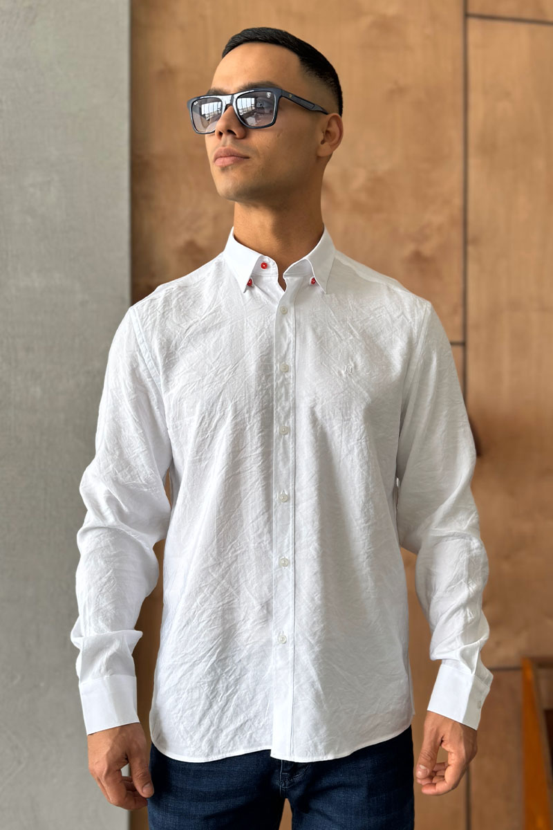 Hermes Мужская рубашка H embroidered - White 