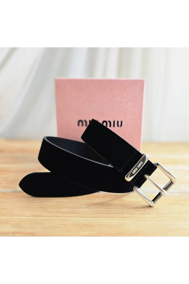 MIU MIU Замшевый ремень чёрного цвета - длина 80 / 85 см