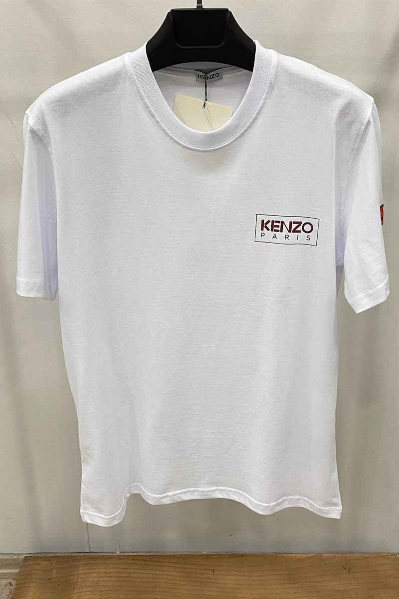 Kenzo Белая мужская футболка Paris logo-print
