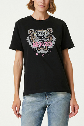 Женская чёрная футболка "Tiger"