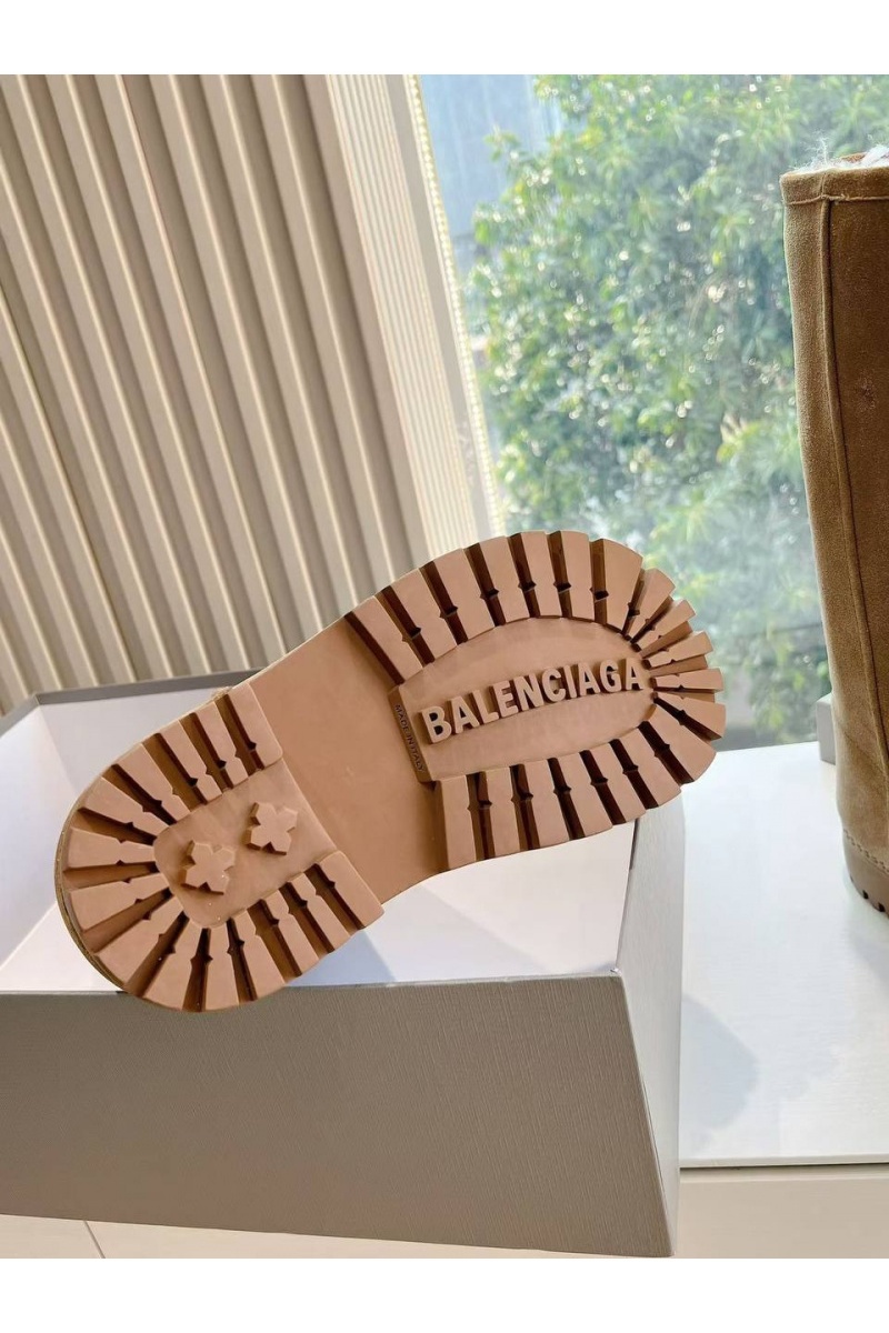 Balenciaga Женские ботинки Alaska Fur High Boot Premium  - Brown