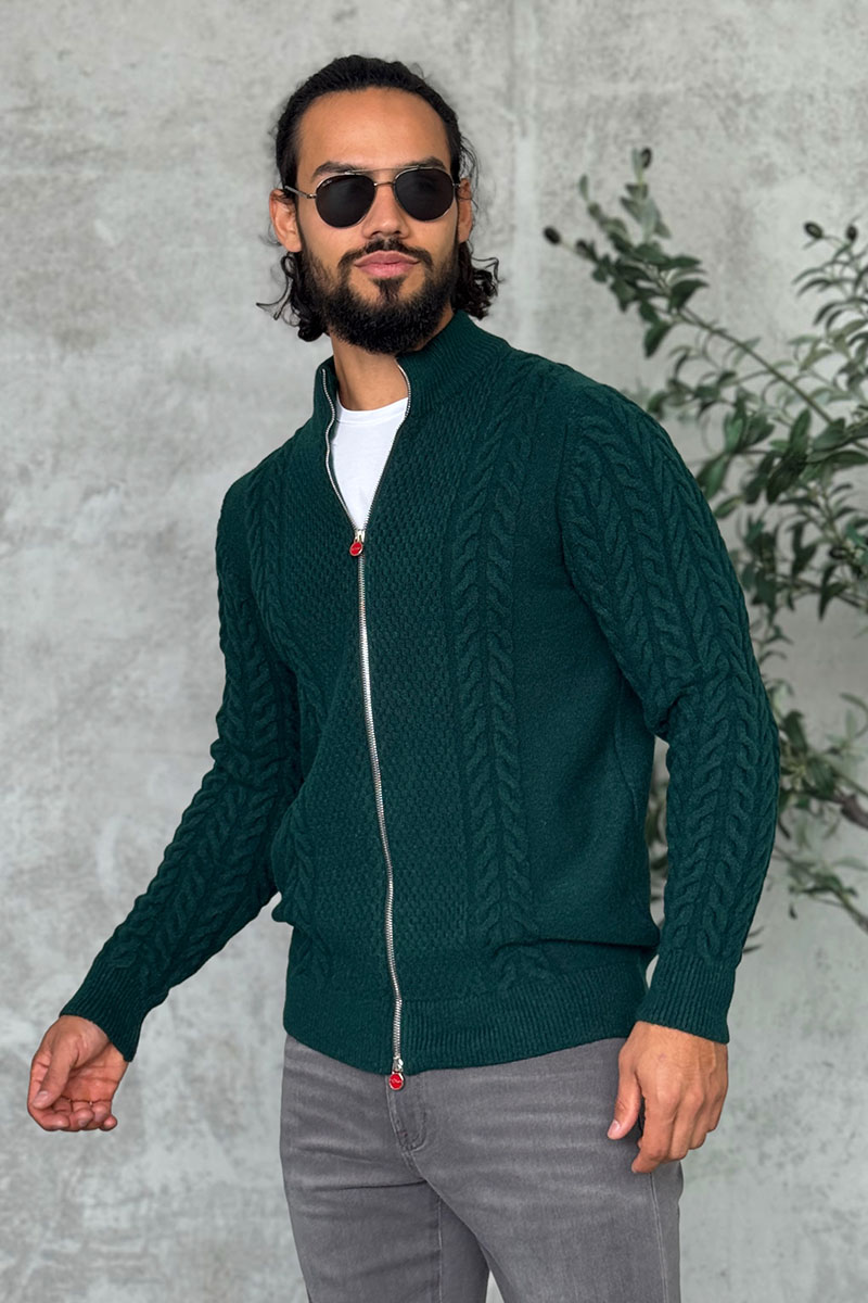 Kiton Мужской свитер зелёного цвета 