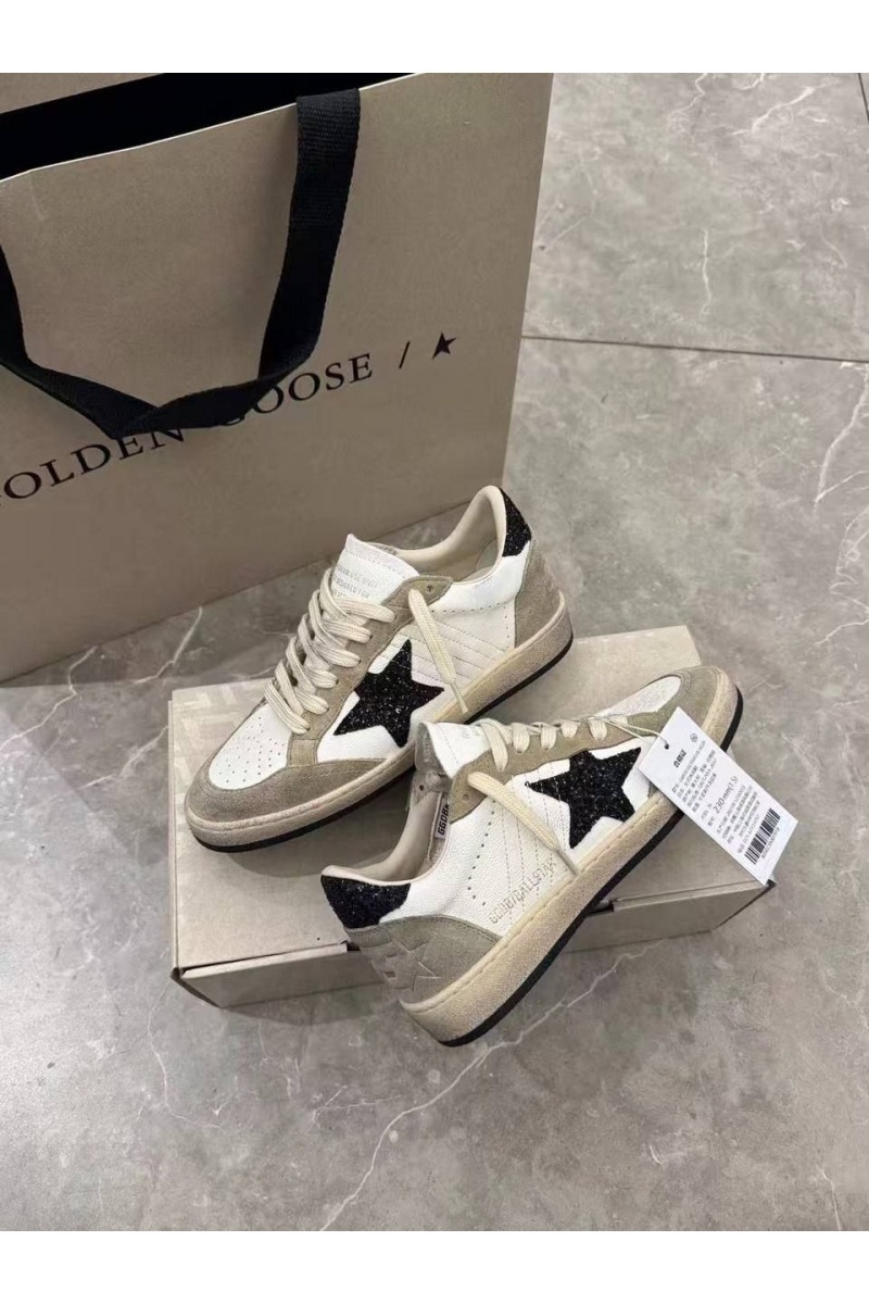 Designer Clothing Женские кожаные кроссовки Golden Goose Ball Star Premium - Black / White