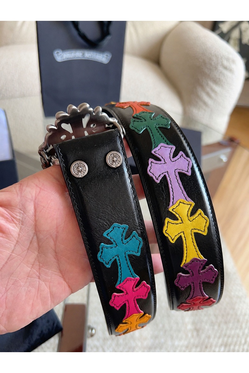 Chrome Hearts Кожаный ремень Cross Patch Cemetery premium