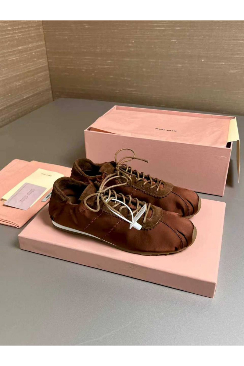MIU MIU Женские кроссовки Plume Satin premium