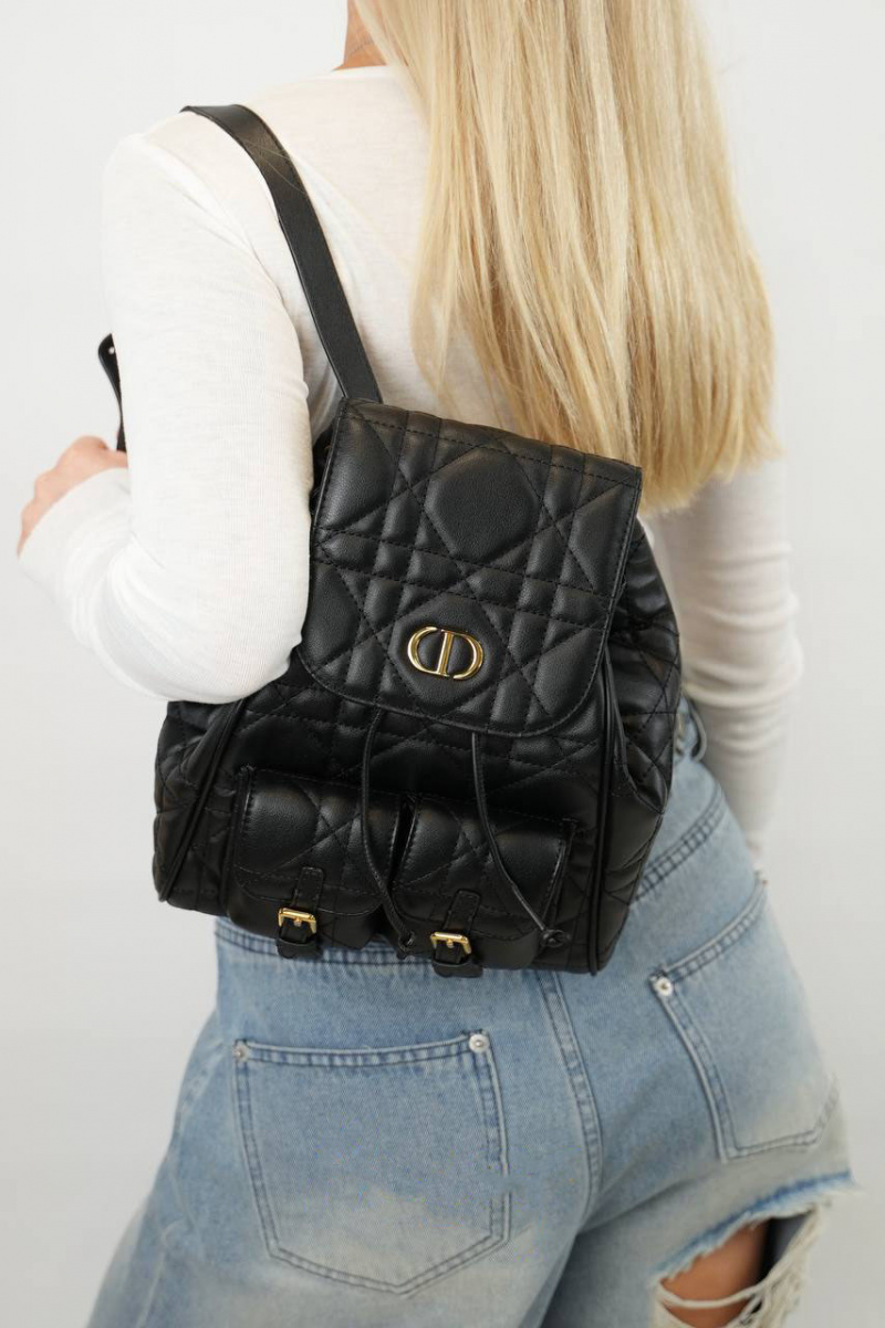 Dior Кожаный рюкзак Caro 26x25 см - Black