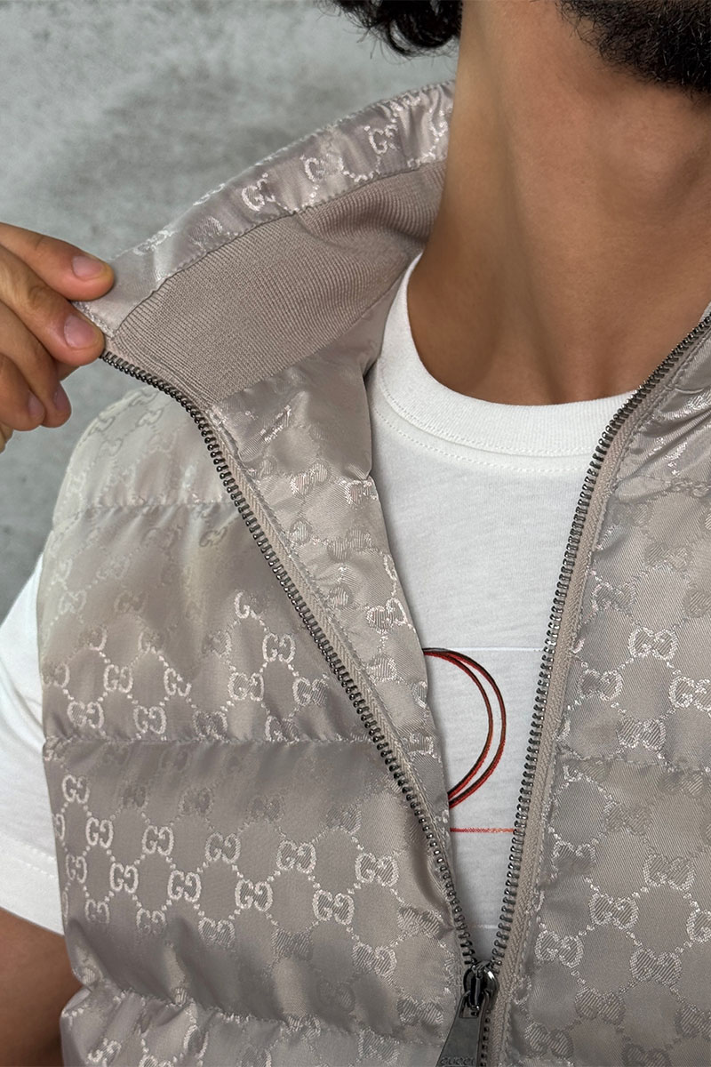Gucci Мужской бежевый жилет GG monogram