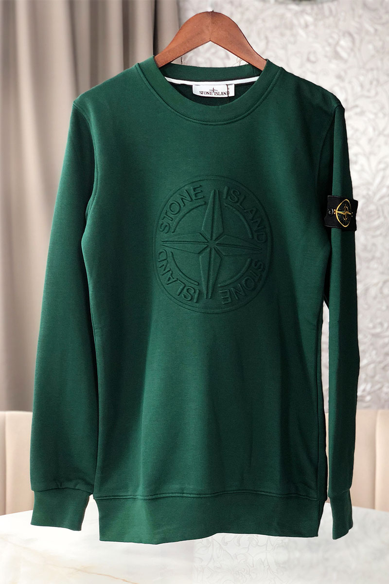 Stone Island Мужской светло-зелёный свитшот с патчем на плече embossed logo