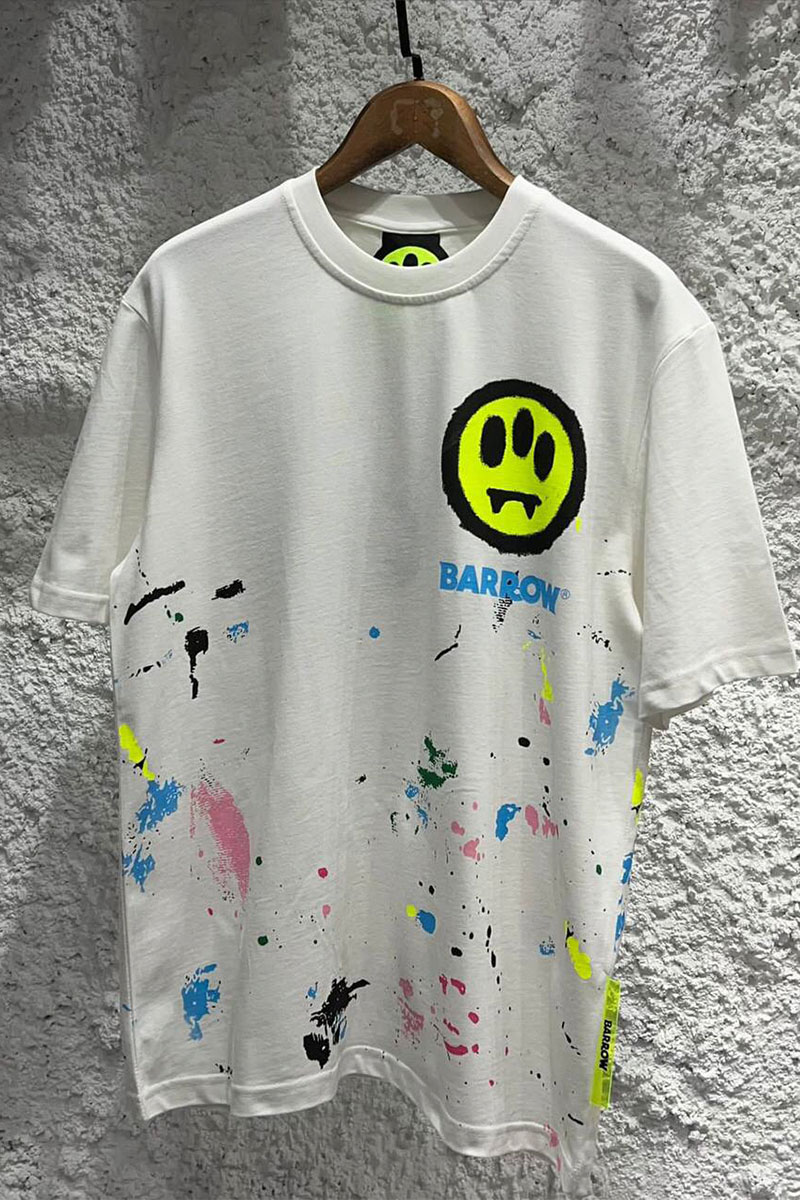 Designer Clothing Белая оверсайз футболка Barrow logo-print paint-splatter
