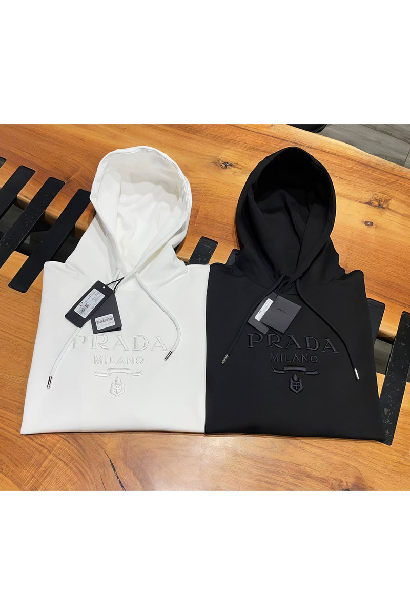 Prada Мужское белое худи logo-embroidered