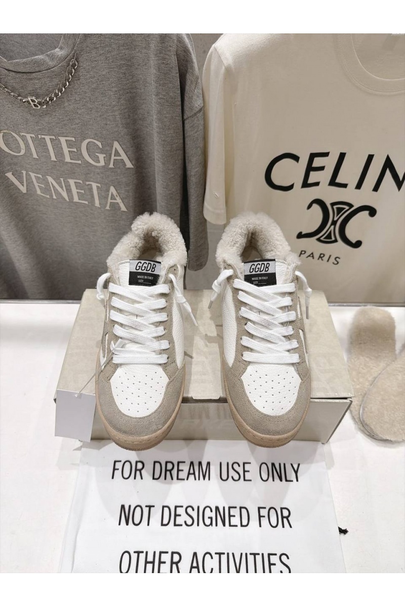 Designer Clothing Женские комбинированные кроссовки с мехом Golden Goose Ball Star premium