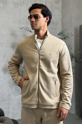 Бежевая кофта на молнии B-еmbroidery