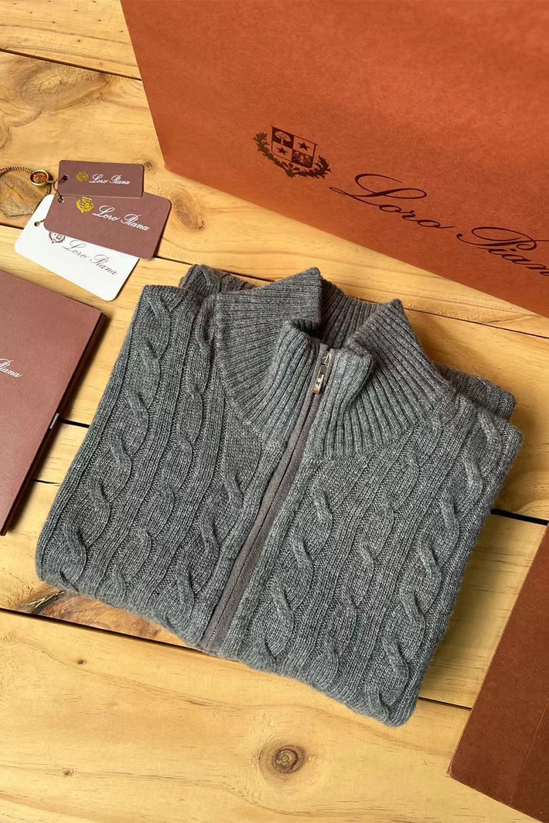 Loro Piana Кашемировый свитер Premium zip-neck - Dark Grey