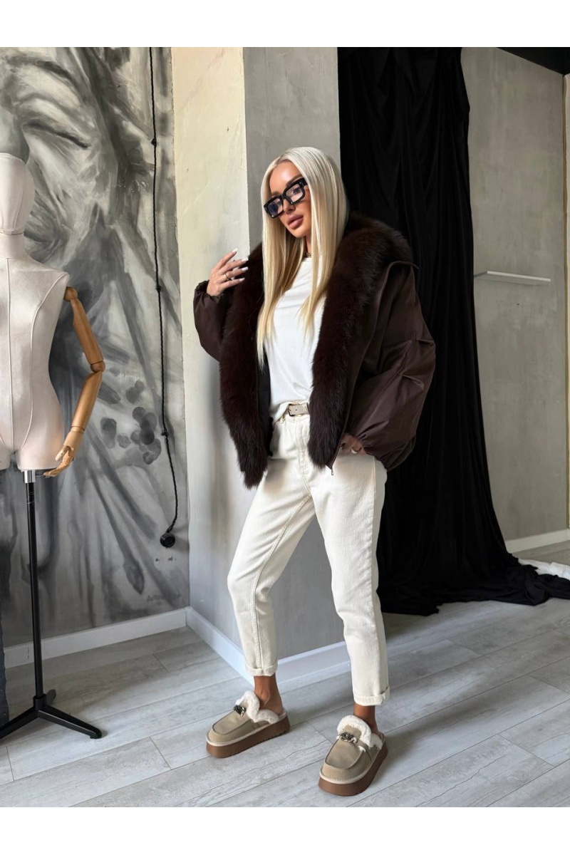 Max Mara Женский бомбер с натуральным мехом premium