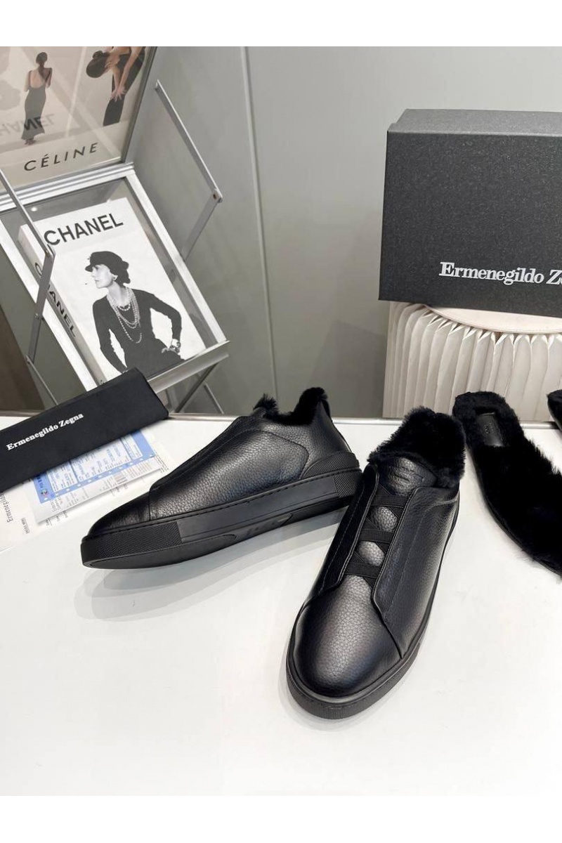 Zegna Кроссовки с мехом Triple Stitch