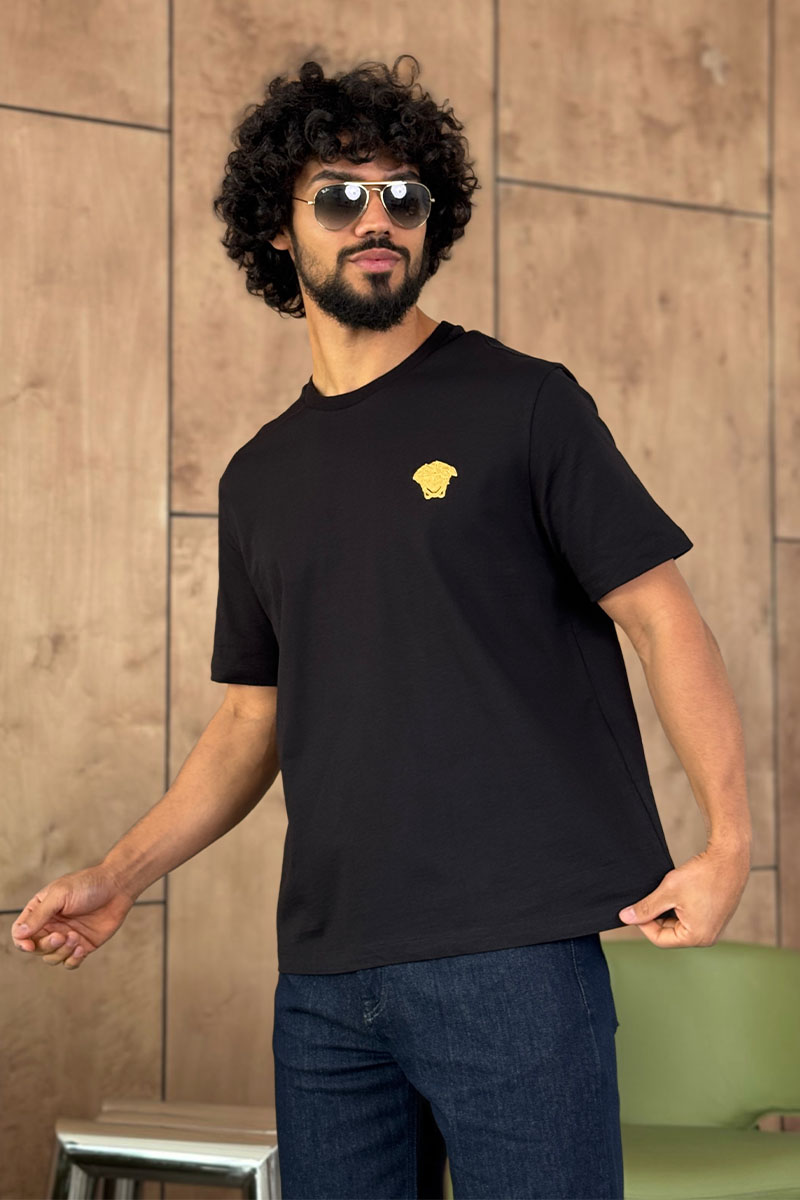 Versace Чёрная оверсайз футболка Medusa Head patch