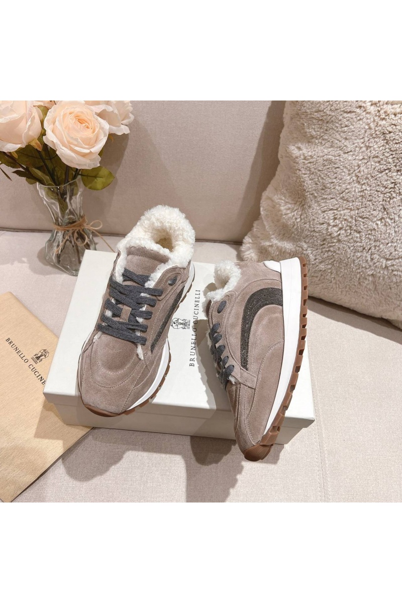 Designer Женские замшевые кроссовки с мехом Premium