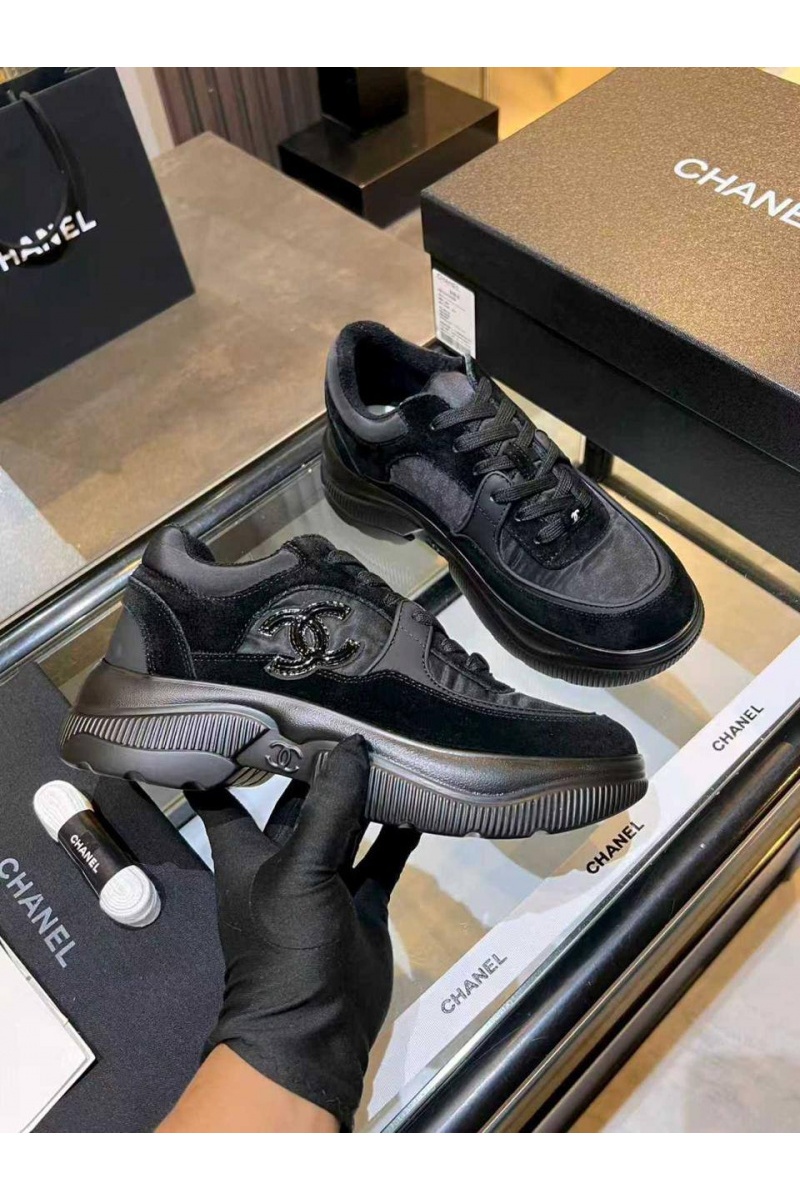 Chаnеl Чёрные женские кроссовки premium