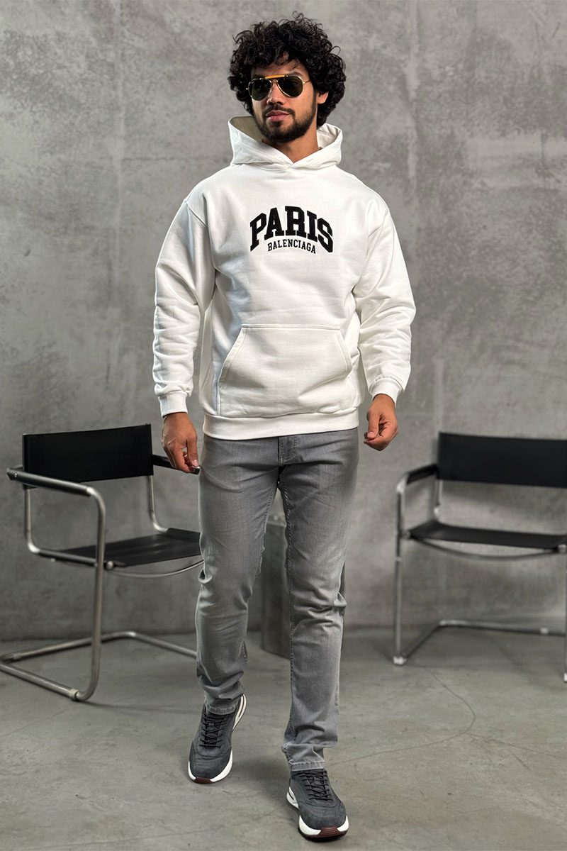 Balenciaga Белое худи Paris logo-embroidered