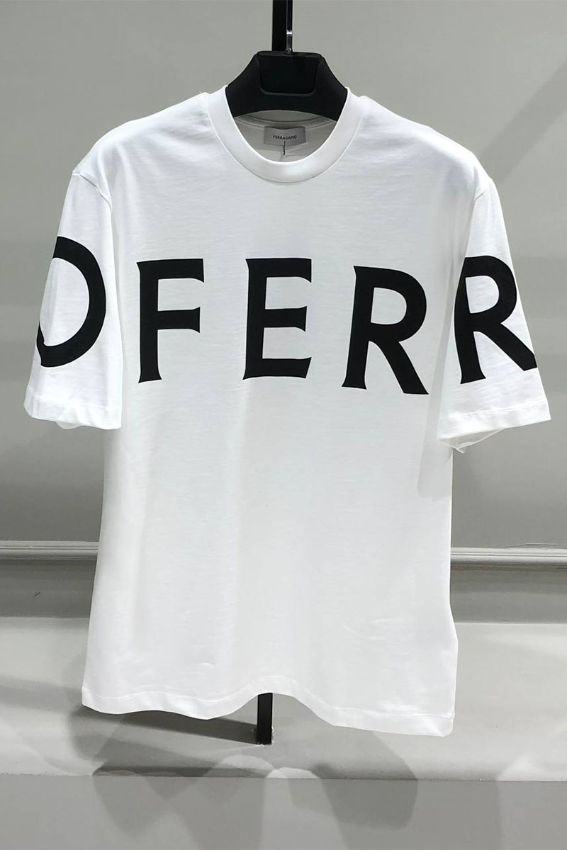 Salvatore Ferragamo Мужская белая футболка logo-print 