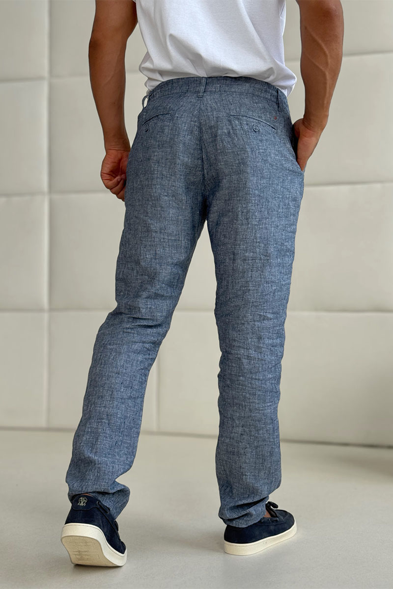 Loro Piana Льняные брюки синего цвета 