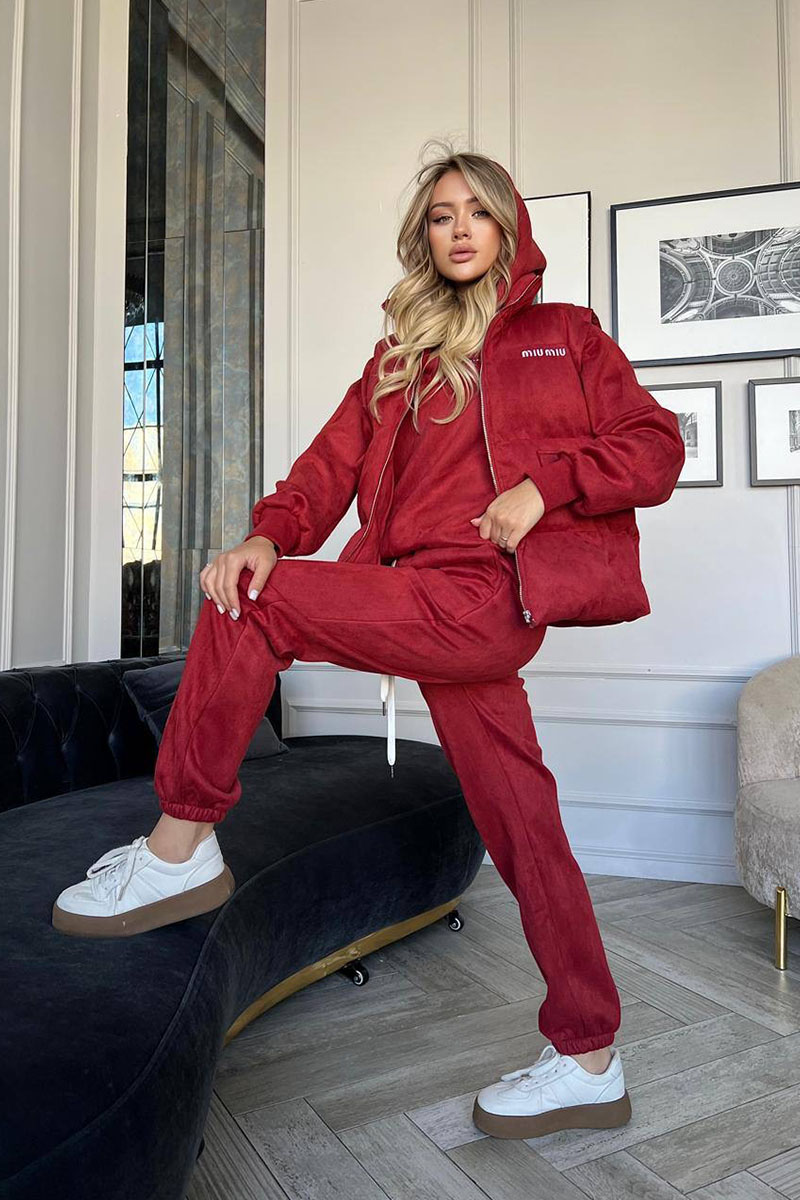 MIU MIU Женский красный костюм тройка 