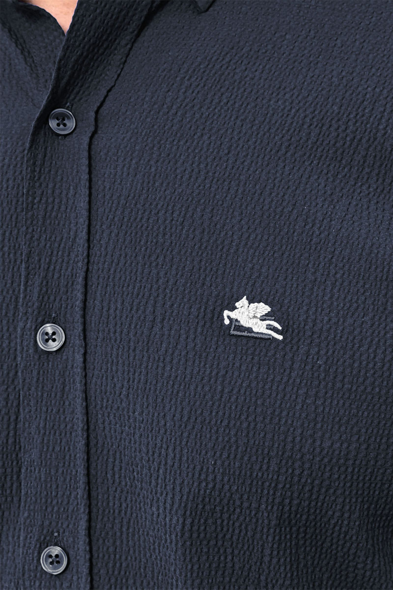 Etro Мужская тёмно-синяя рубашка Pegasus logo