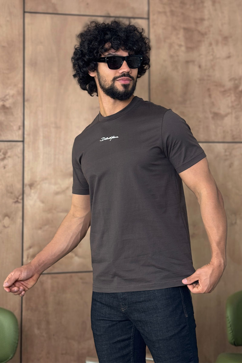 Dоlсе & Gаbbаnа Футболка коричневого цвета logo-embroidered