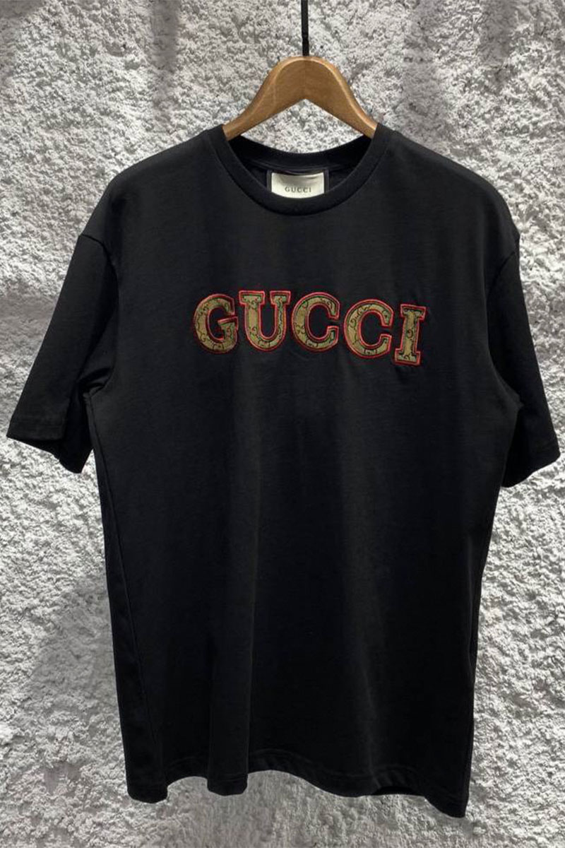 Gucci Брендовая оверсайз футболка чёрного цвета
