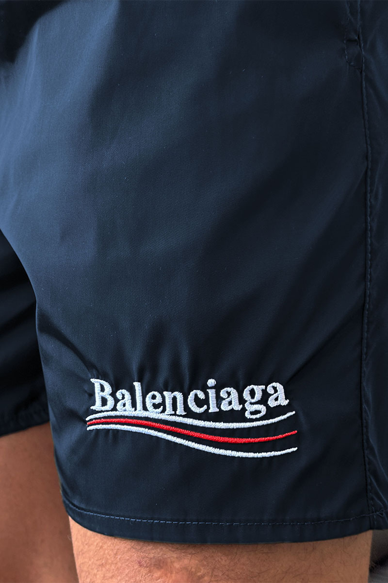 Balenciaga Тёмно-синие шорты Political Campaign logo 