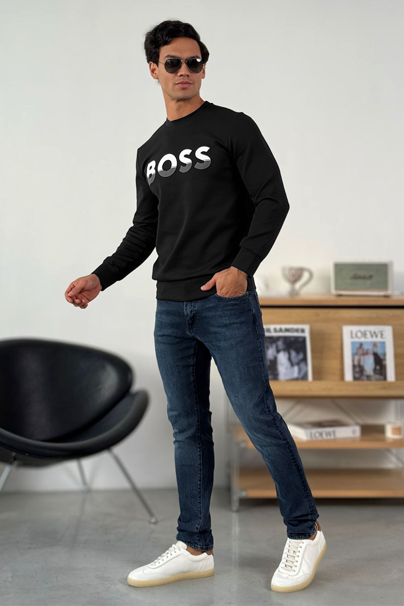 Hugо Воss Чёрный свитшот Salbo 1 Logo-print